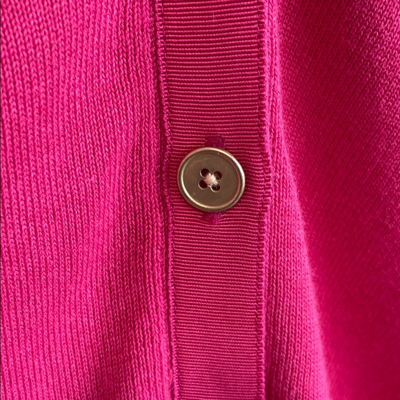 NWT, Talbots 3/4 Sleeve Bright Pink Cardigan, 14W Petite - Picture 4 of 7